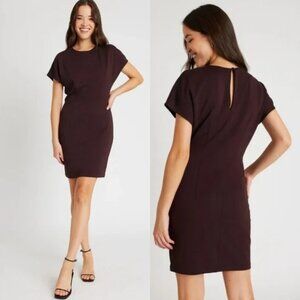 Kit + Ace Serenity Holiday Dress Womens 10  in Dark Plum Shortsleeve Office Fall
